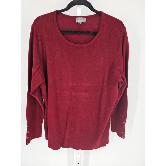 JM Collection Women's Red Long Sleeve Round Neck Ribbed Sweater Size 3X - Picture 1 of 4